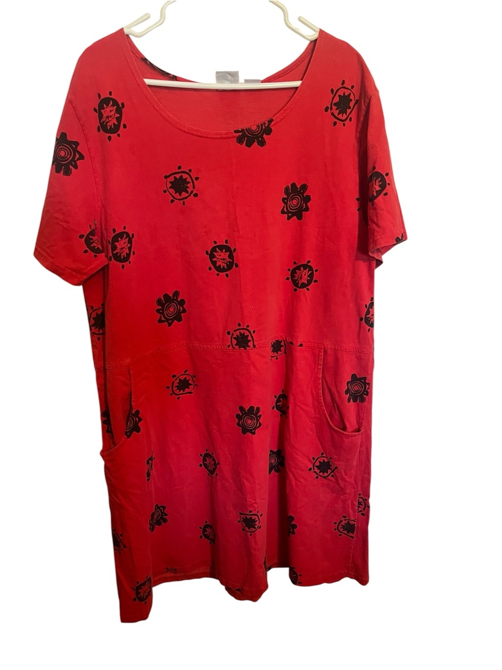 Red Ginger brand Red Tropical Print cotton dress 2XL